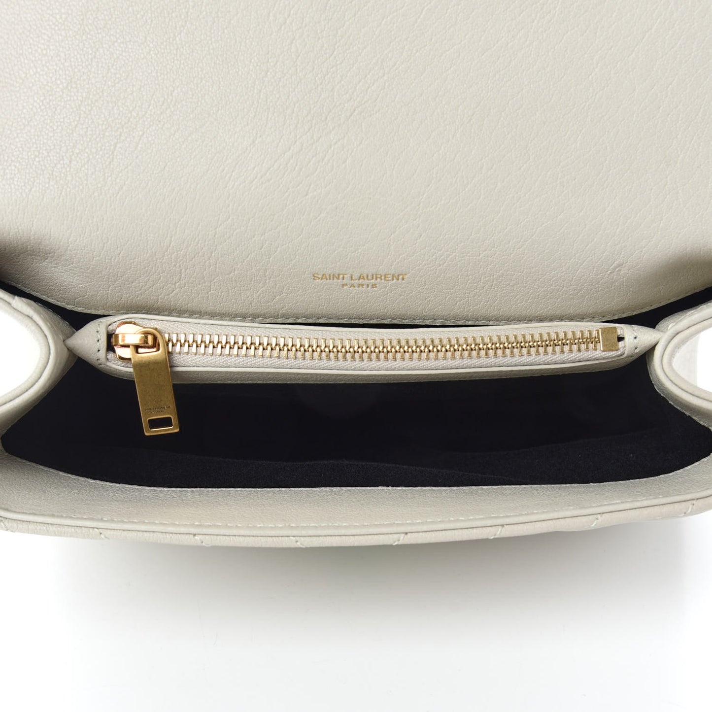 Sheepskin Matelasse Chevron Monogram Medium College Bag Crema Soft