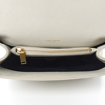 Saint Laurent Sheepskin Matelasse Chevron Monogram Medium College Bag Crema Soft 5 of 11