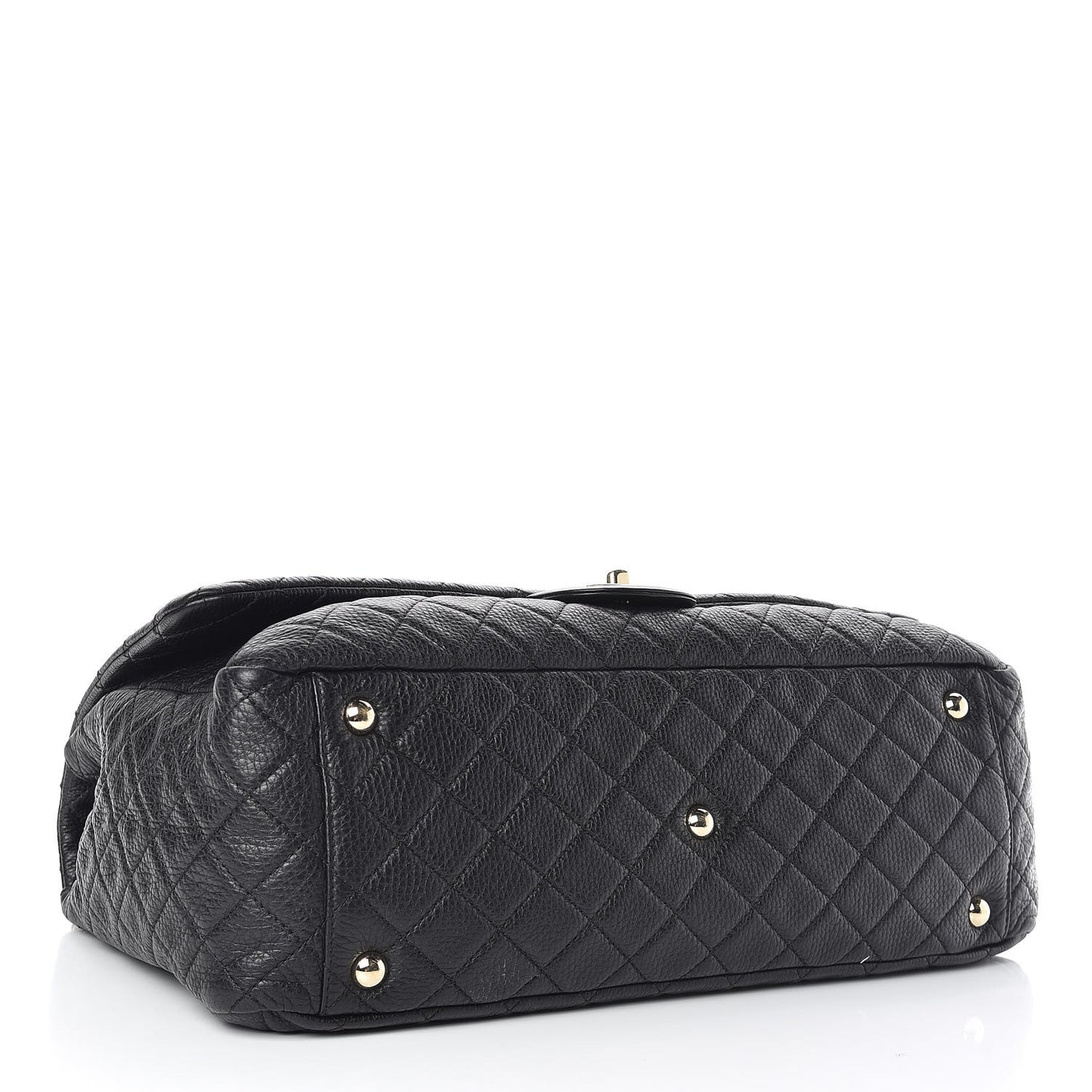 Calfskin Quilted XXL Travel Flap Bag Black