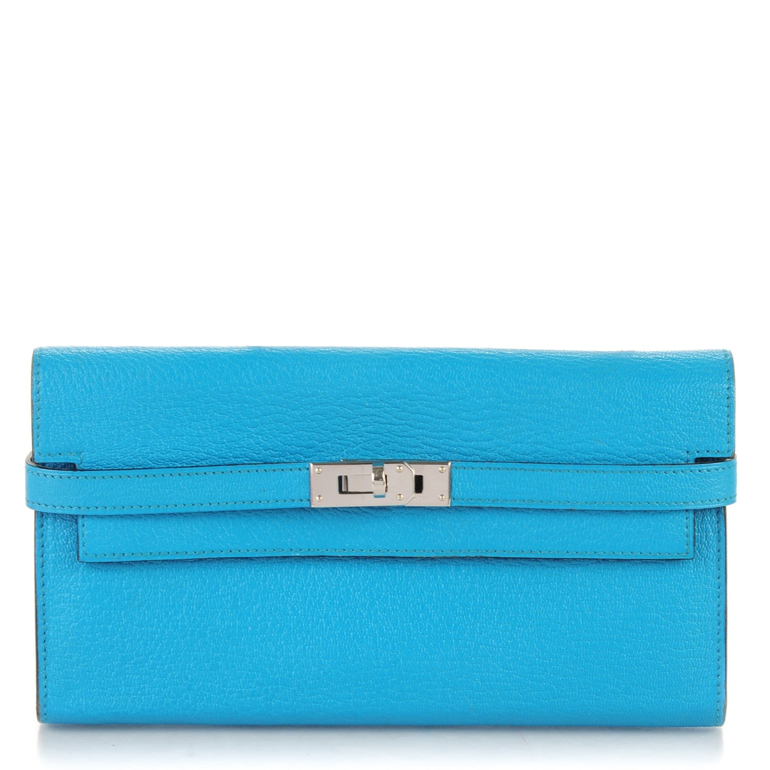 Hermes Chevre Mysore Kelly Longue Wallet Turquoise 1 of 7