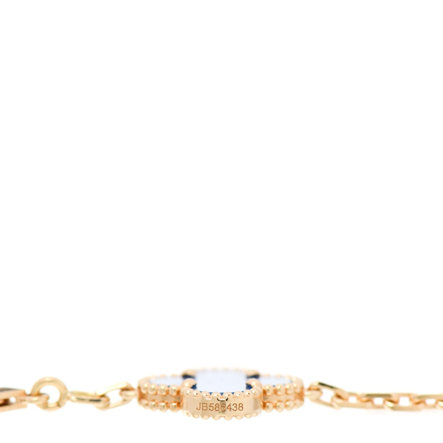 18K Yellow Gold Blue Agate 5 Motifs Vintage Alhambra Bracelet