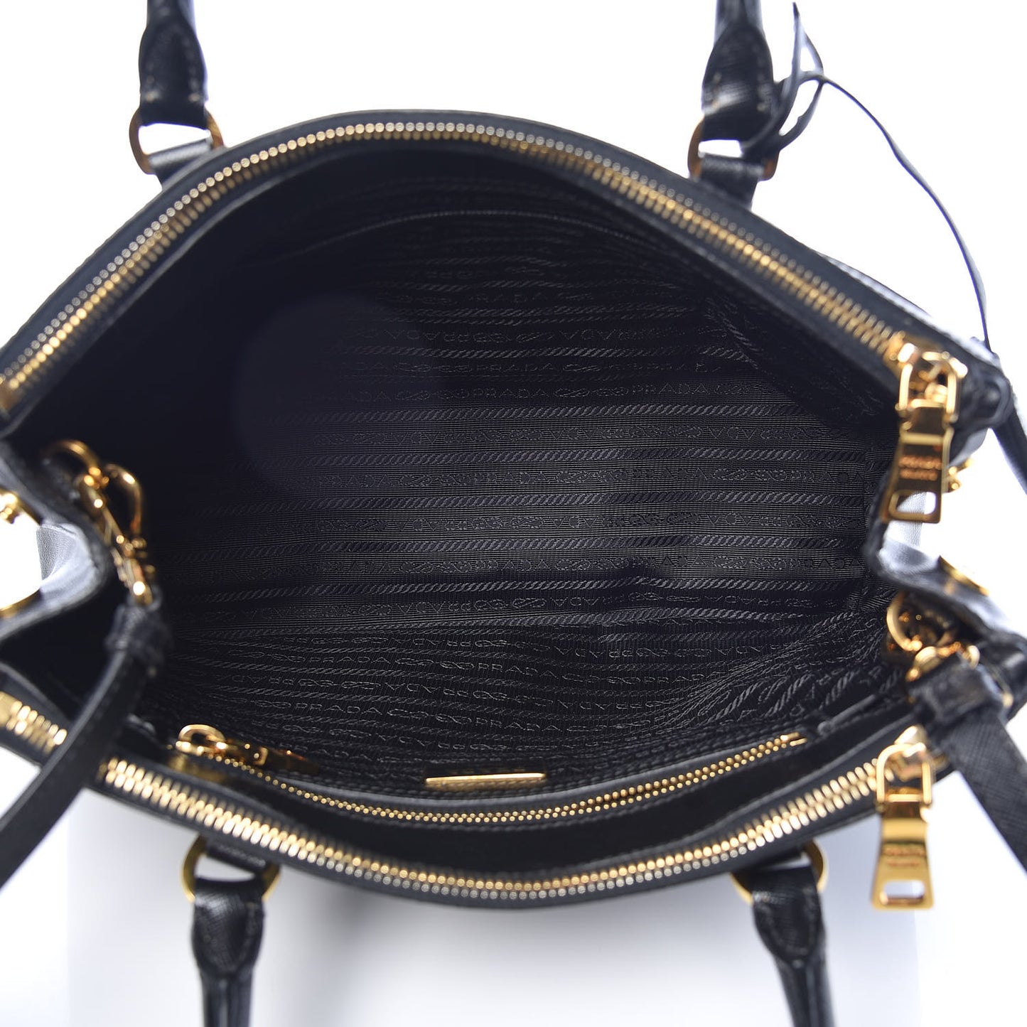 Saffiano Small Galleria Double Zip Tote Black