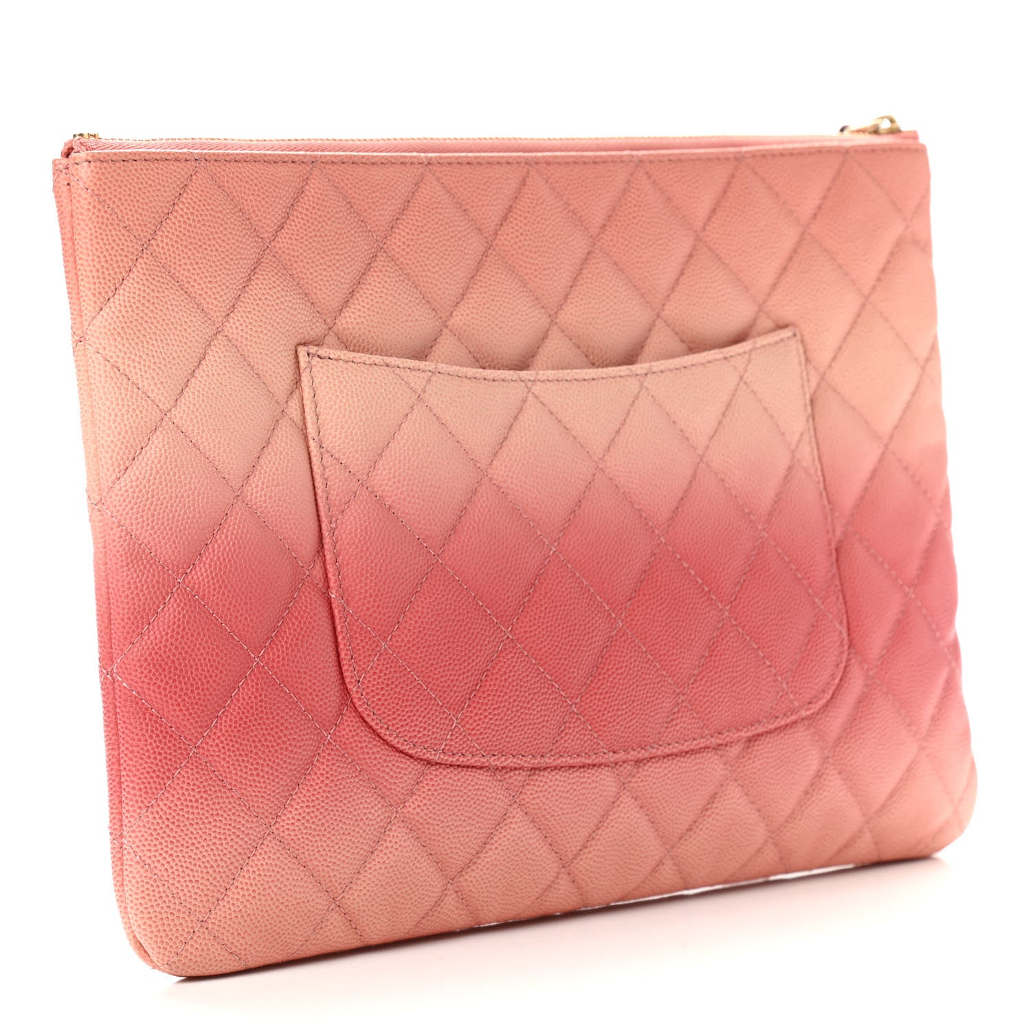 Chanel Caviar Quilted Ombre Medium Cosmetic Case Coral 3 of 9