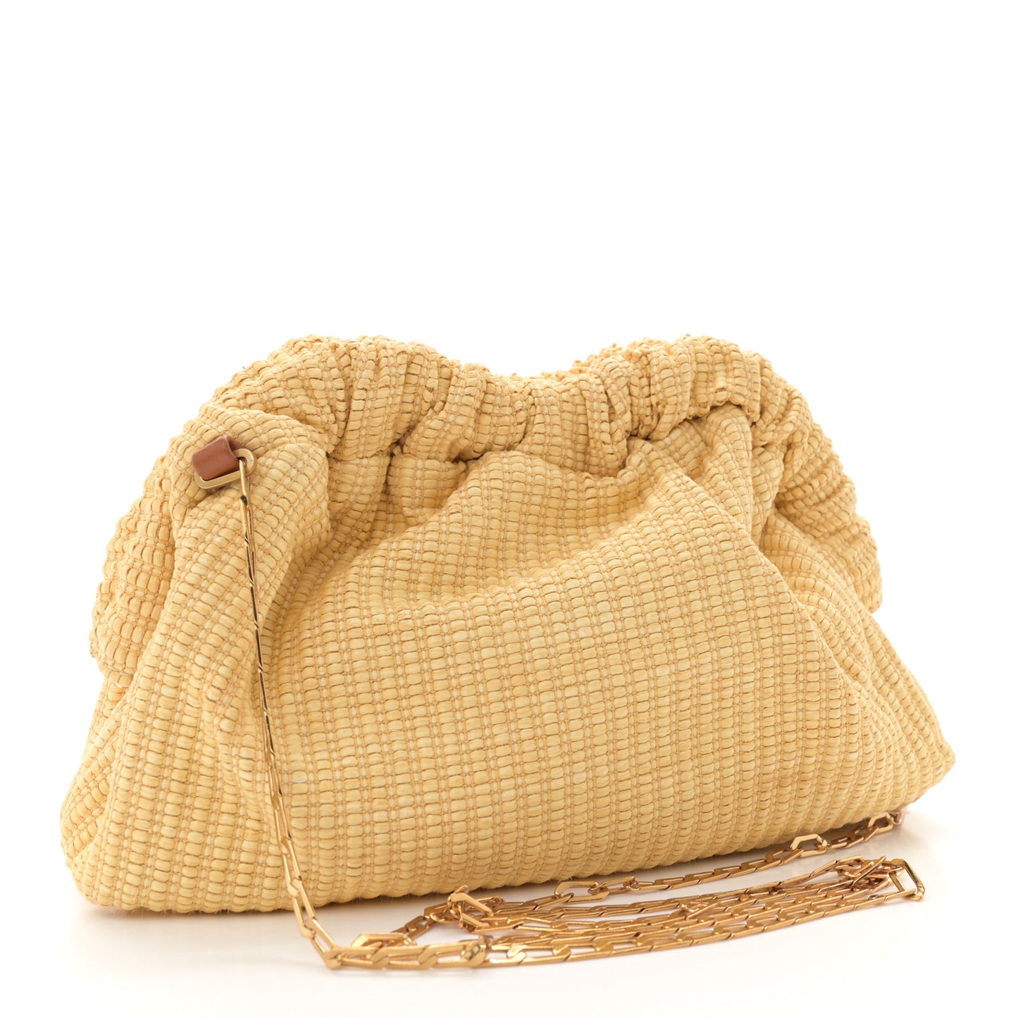 Woven Raffia Mini Cloud Chain Clutch Natural