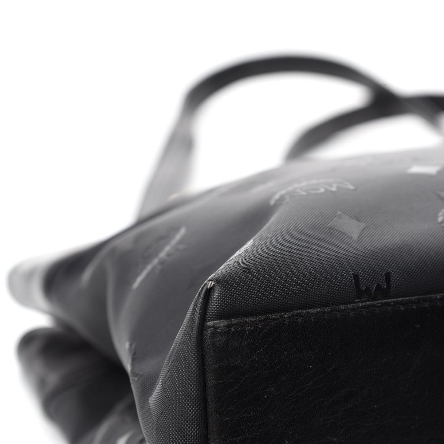 Lambskin Coated Canvas Monogram Chain Tote Black