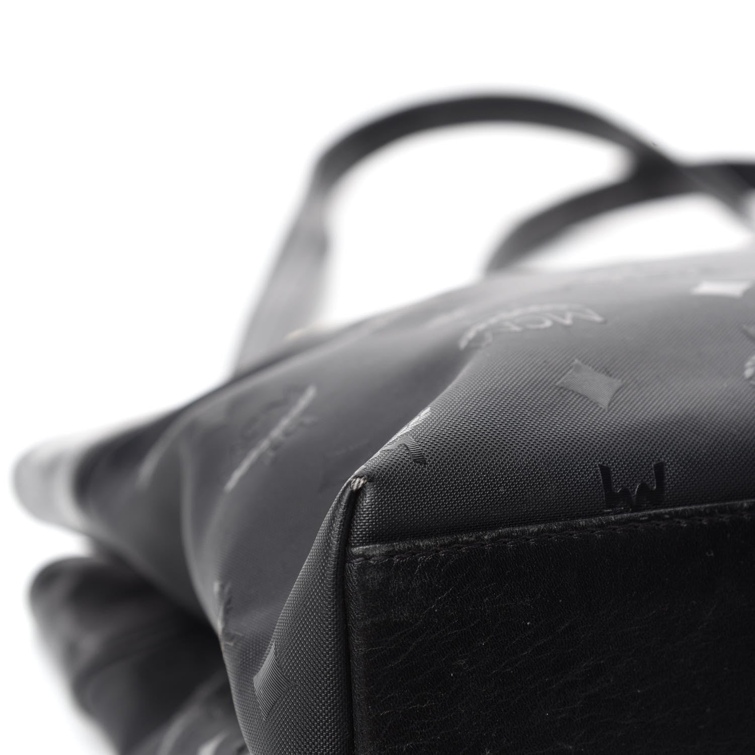 MCM Lambskin Coated Canvas Monogram Chain Tote Black 8 of 14