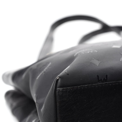 MCM Lambskin Coated Canvas Monogram Chain Tote Black 8 of 14