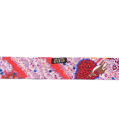 Hermes Silk Dans un Jardin Anglais Twilly Fuchsia Rouge Bleu Roy 3 of 4