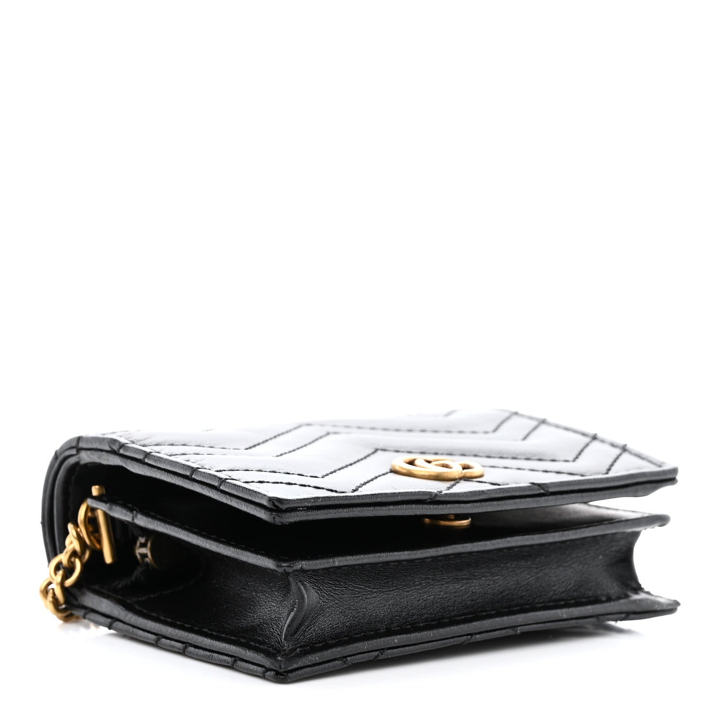 Calfskin Matelasse GG Marmont Mini Wallet On Chain Black