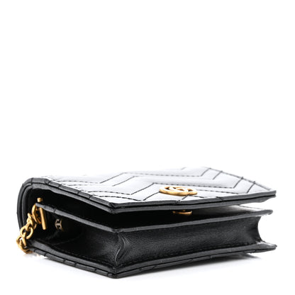 Gucci Calfskin Matelasse GG Marmont Mini Wallet On Chain Black 4 of 12