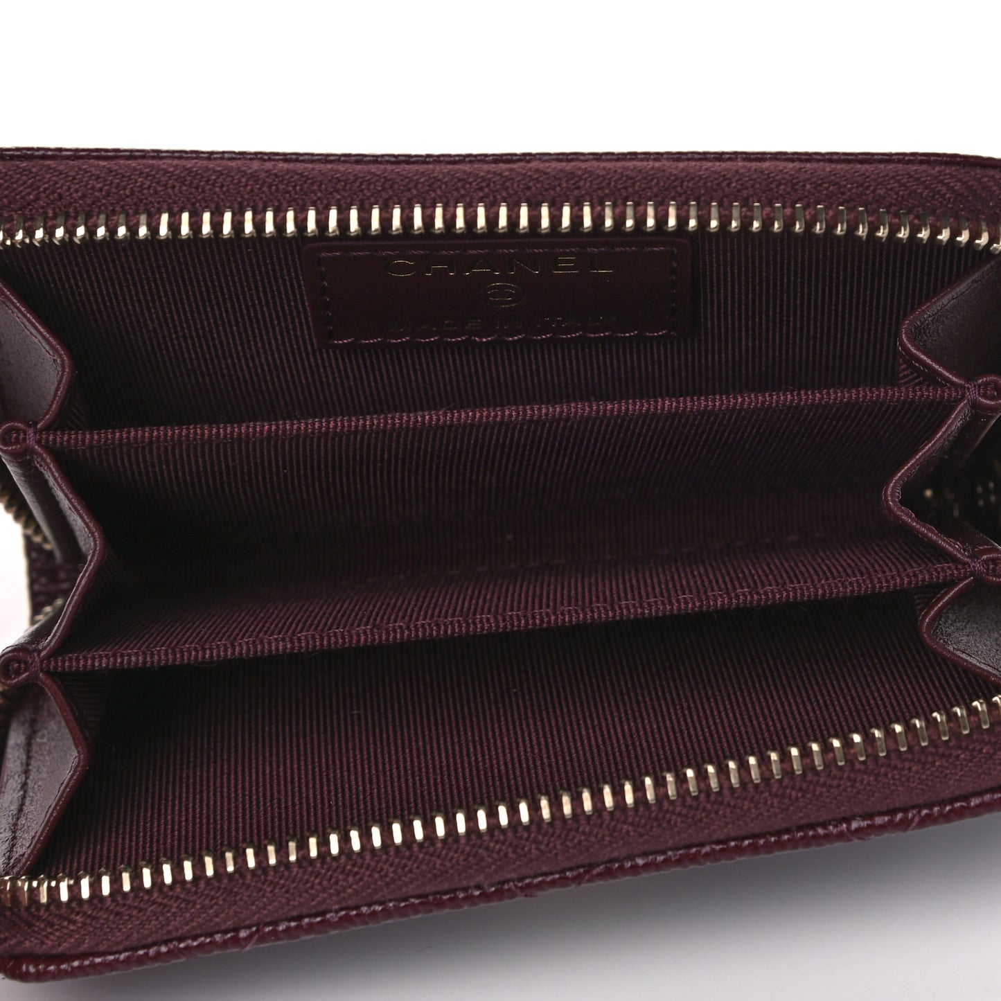 Caviar Quilted Zip Around Coin Purse Burgundy