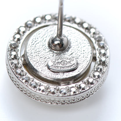 Chanel Pearl Crystal CC Round Earrings Silver 4 of 4