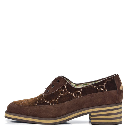 Gucci Velvet GG Monogram Thompson Derby Loafers 39.5 Vintage Cocoa Brown 1 of 9