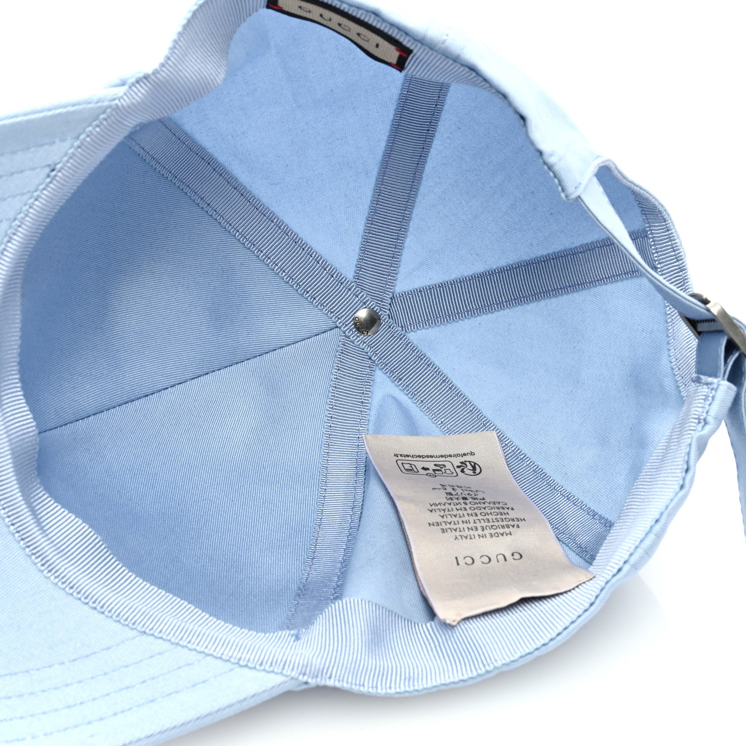 Gucci Cotton Embroidered Logo Script Baseball Hat XL Porcelain Blue 6 of 8