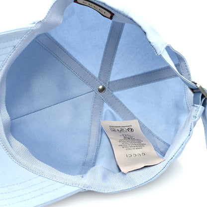 Gucci Cotton Embroidered Logo Script Baseball Hat XL Porcelain Blue 6 of 8