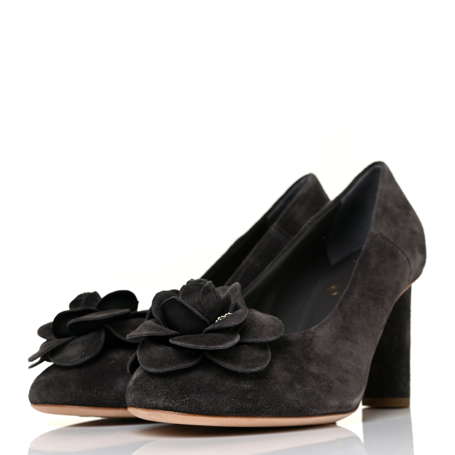 Suede Camellia Pumps 37.5 Grey
