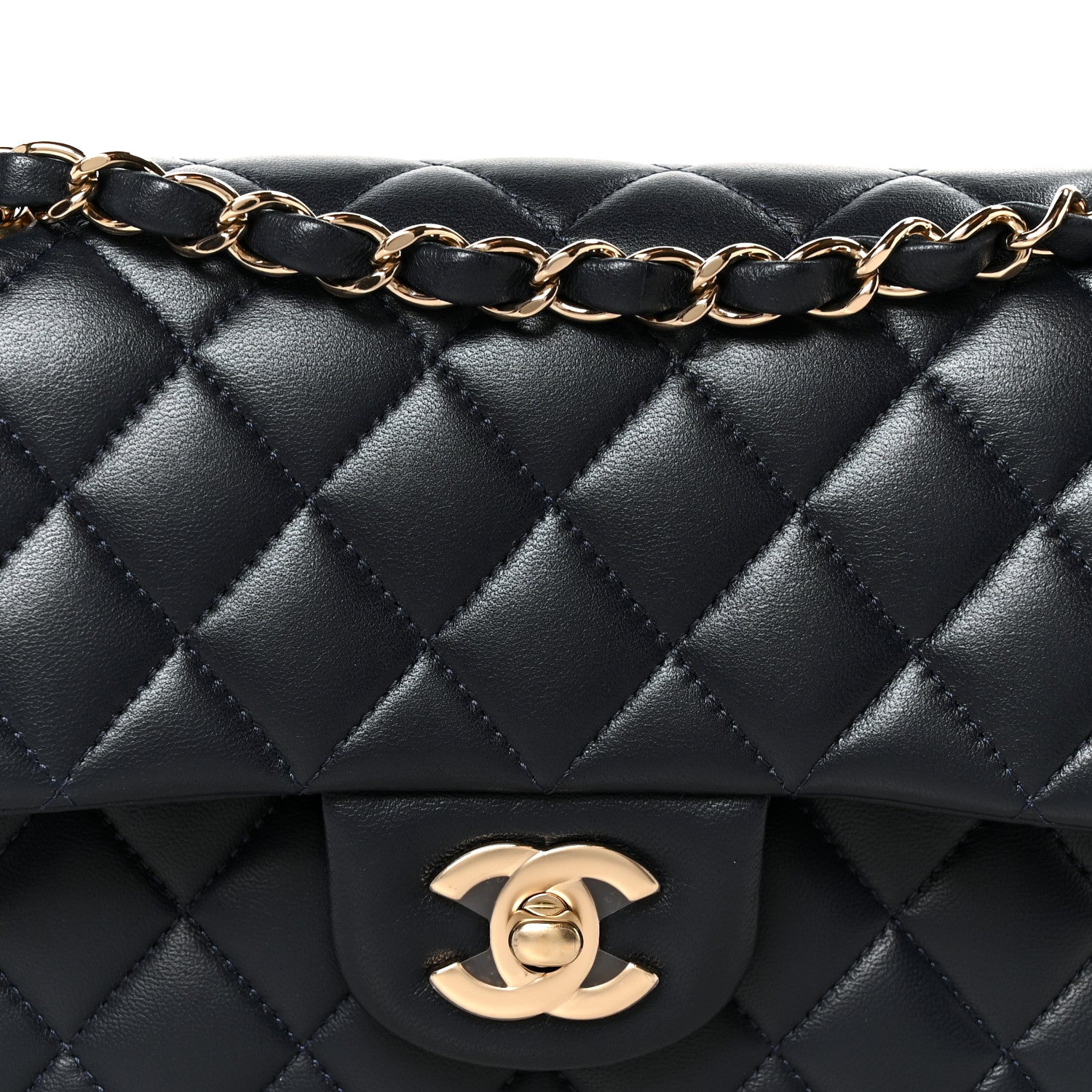 Chanel Lambskin Quilted Small Double Flap Navy 9 of 12