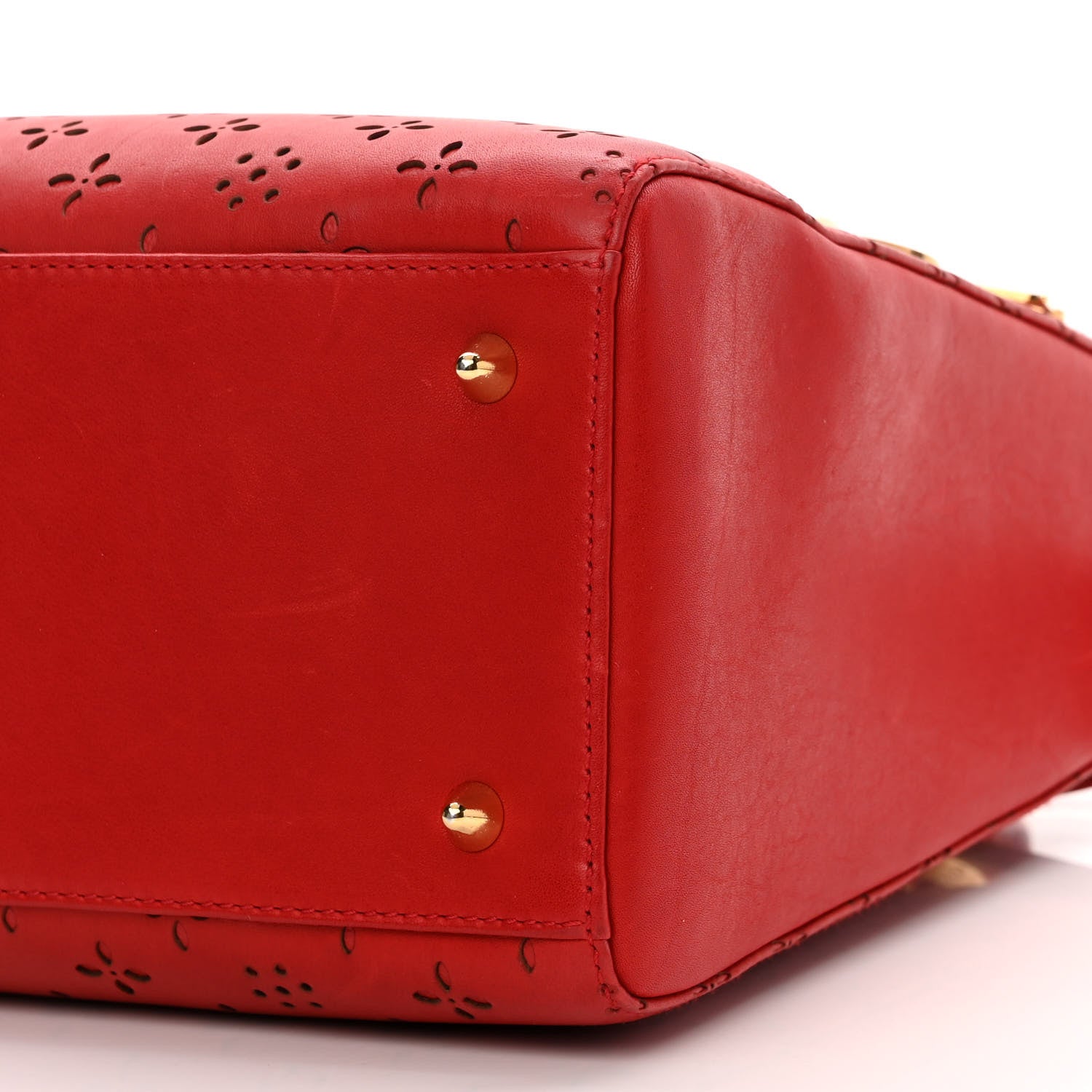 Christian Dior Calfskin Laser Cut Medium Lady Dior Red 10 of 11