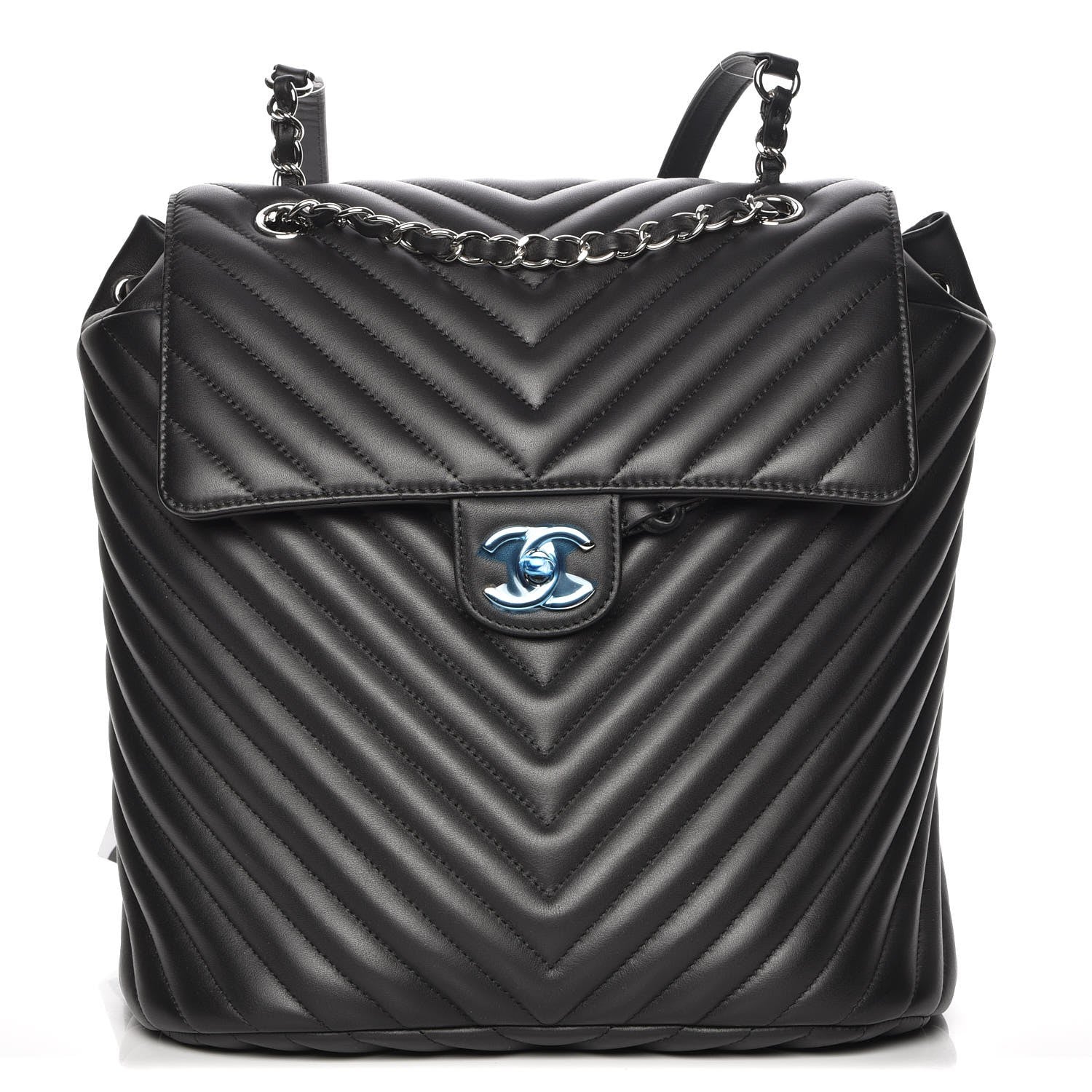 Chanel Calfskin Chevron Quilted Large Urban Spirit Backpack Black 1 of 8