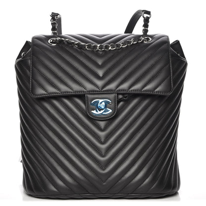 Chanel Calfskin Chevron Quilted Large Urban Spirit Backpack Black 1 of 8