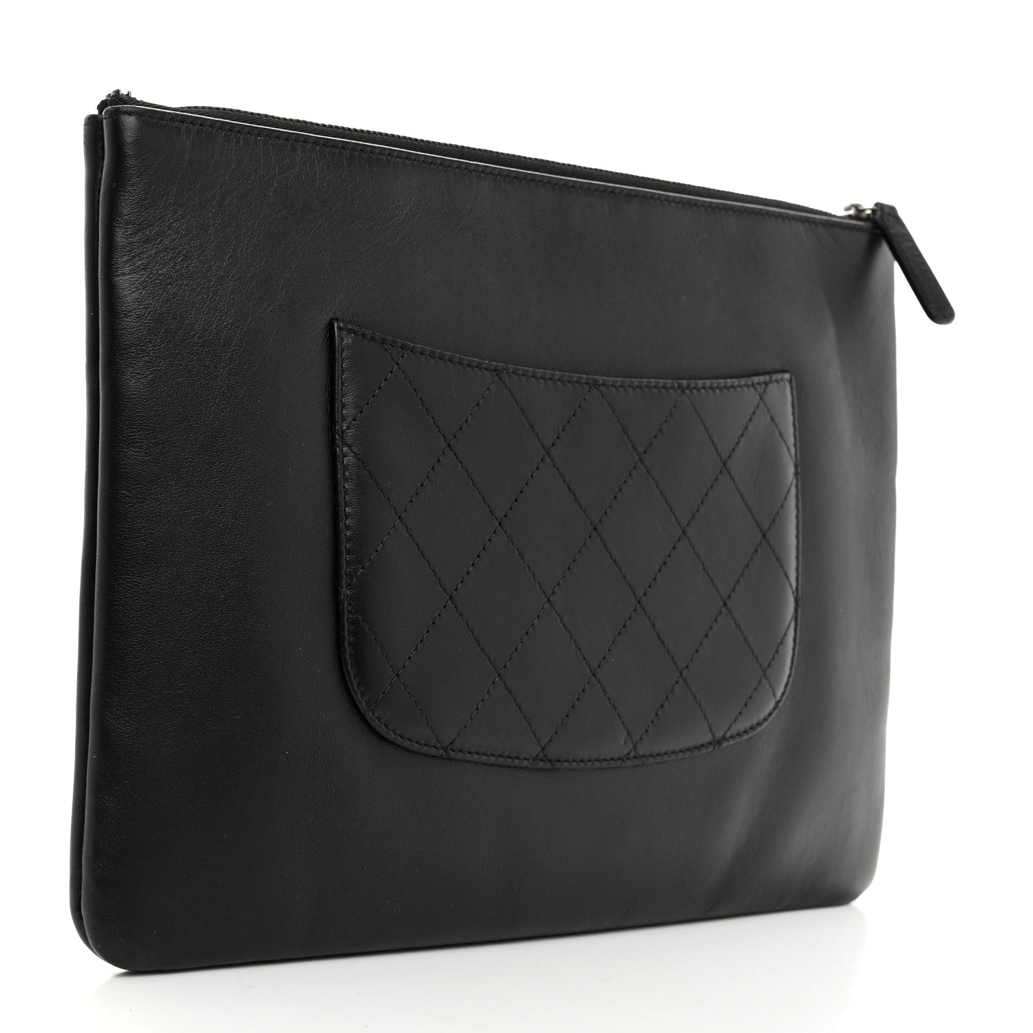 Chanel Calfskin Chain 20s Signe Medium Cosmetic Case Black 3 of 7