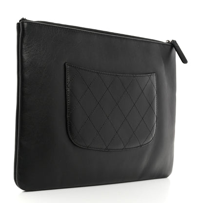Chanel Calfskin Chain 20s Signe Medium Cosmetic Case Black 3 of 7
