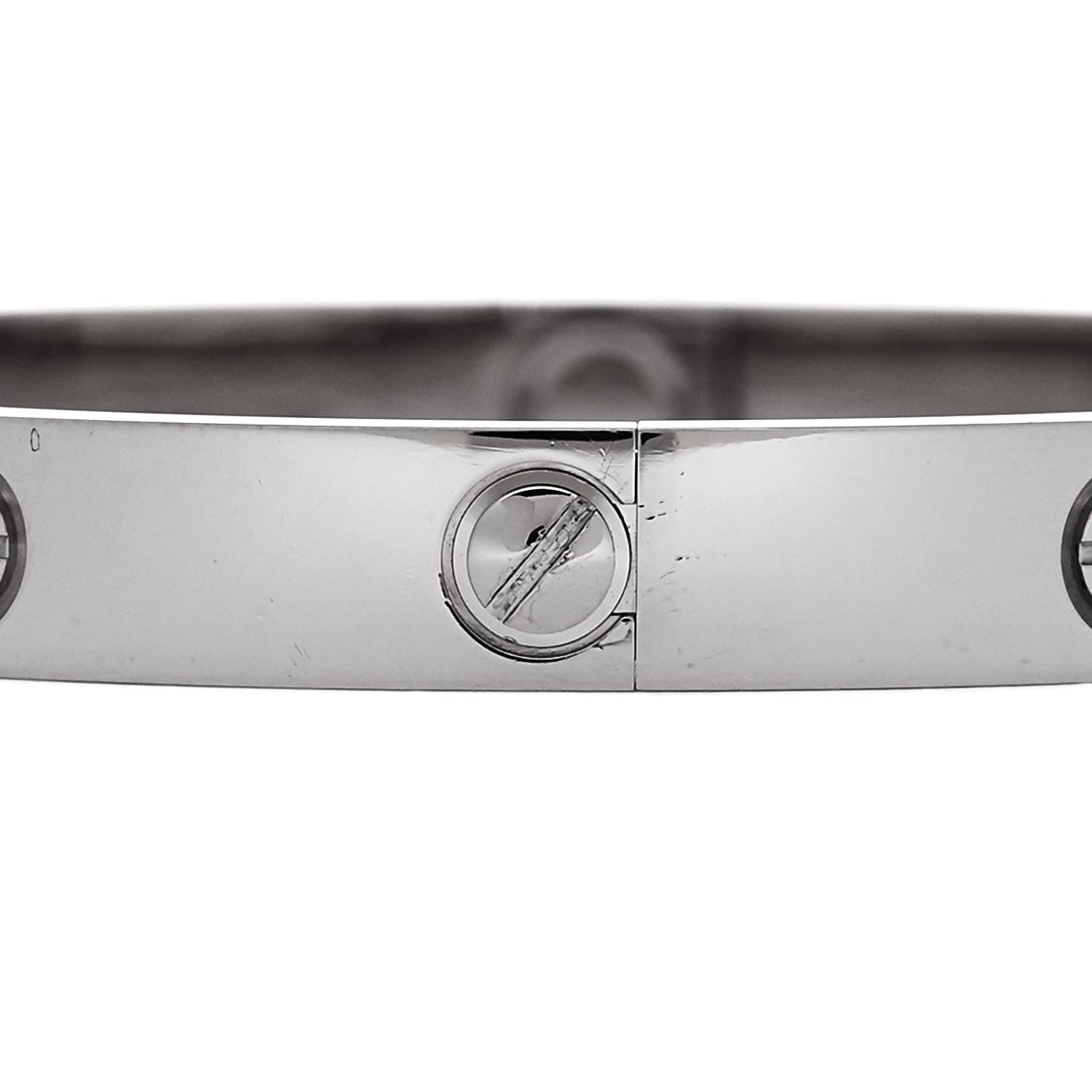 Cartier 18K White Gold LOVE Bracelet 17 4 of 9