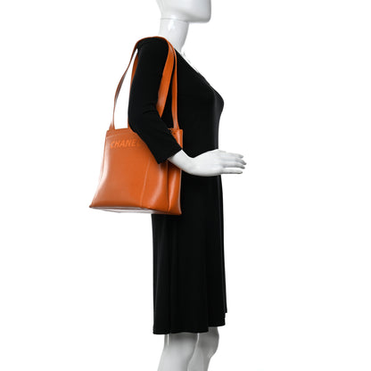 Chanel Caviar Logo Shoulder Bag Orange 2 of 11
