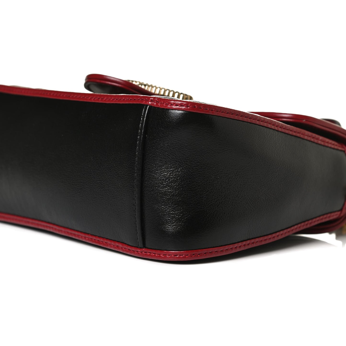 Vintage Effect Calfskin Matelasse Diagonal Small Torchon GG Marmont Top Handle Shoulder Bag Black Romantic Cherry