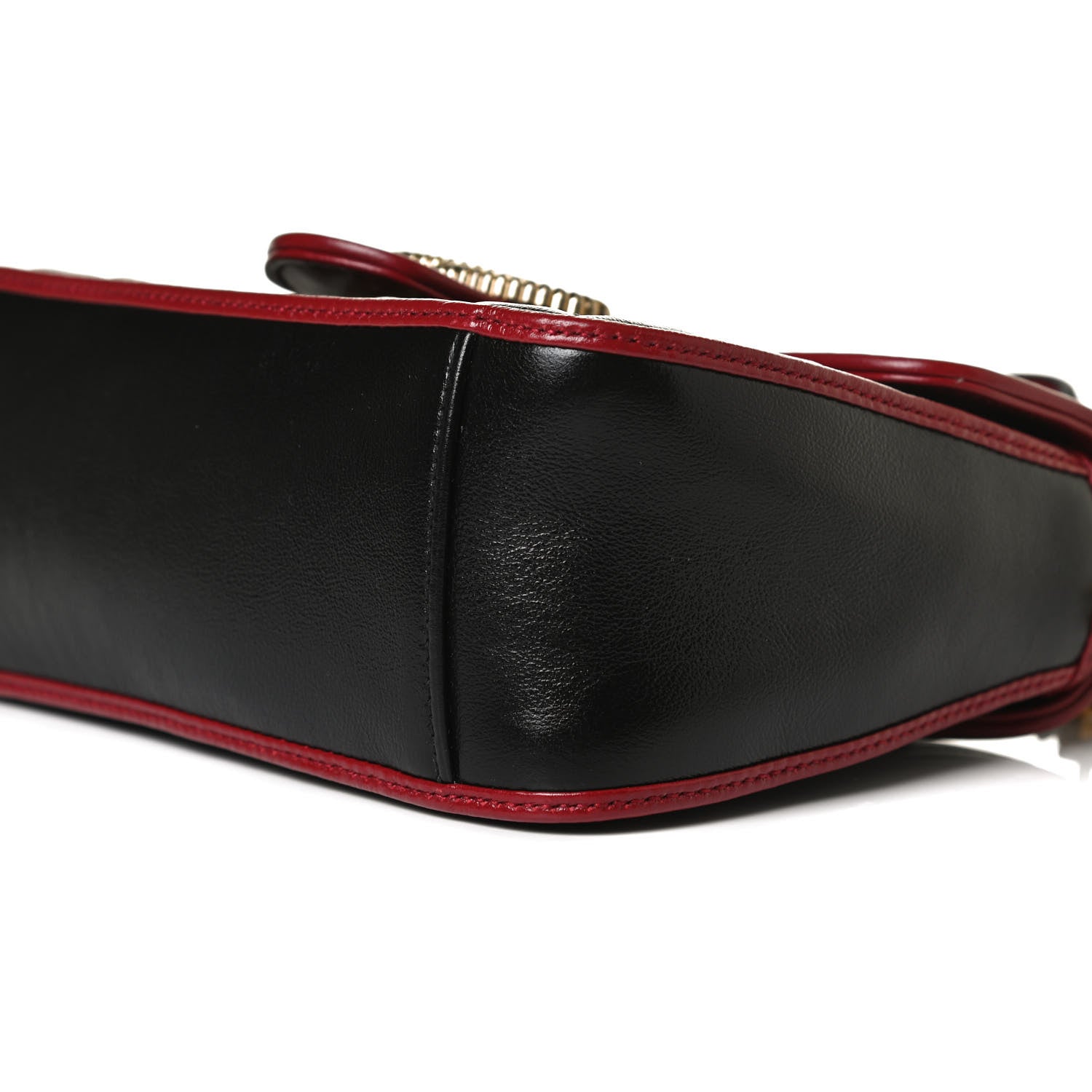 Gucci Vintage Effect Calfskin Matelasse Diagonal Small Torchon GG Marmont Top Handle Shoulder Bag Black Romantic Cherry 9 of 13
