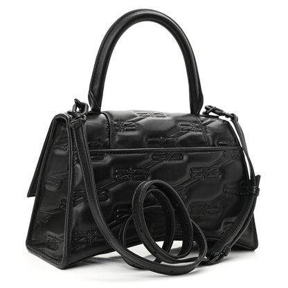 Balenciaga Nappa BB Monogram Embossed Small Hourglass Top Handle Bag Black 3 of 9