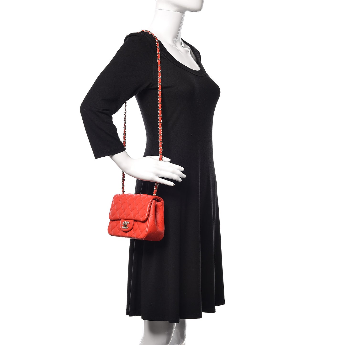 Lambskin Quilted Mini Square Flap Red
