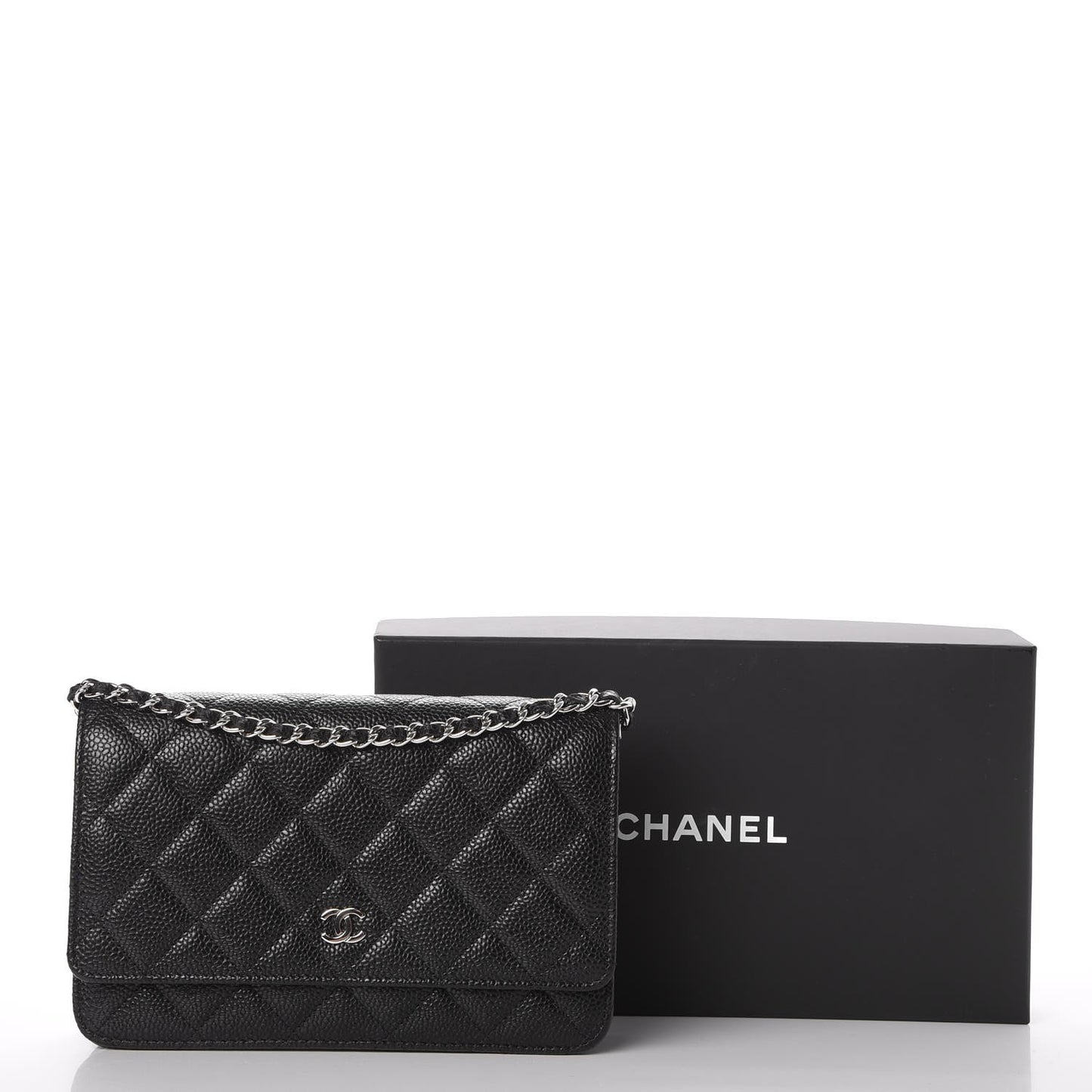 Caviar Quilted Wallet On Chain WOC Black