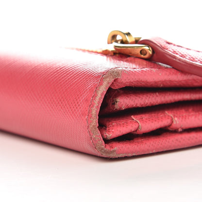 Prada Saffiano Metal Continental Flap Wallet Peonia 12 of 12