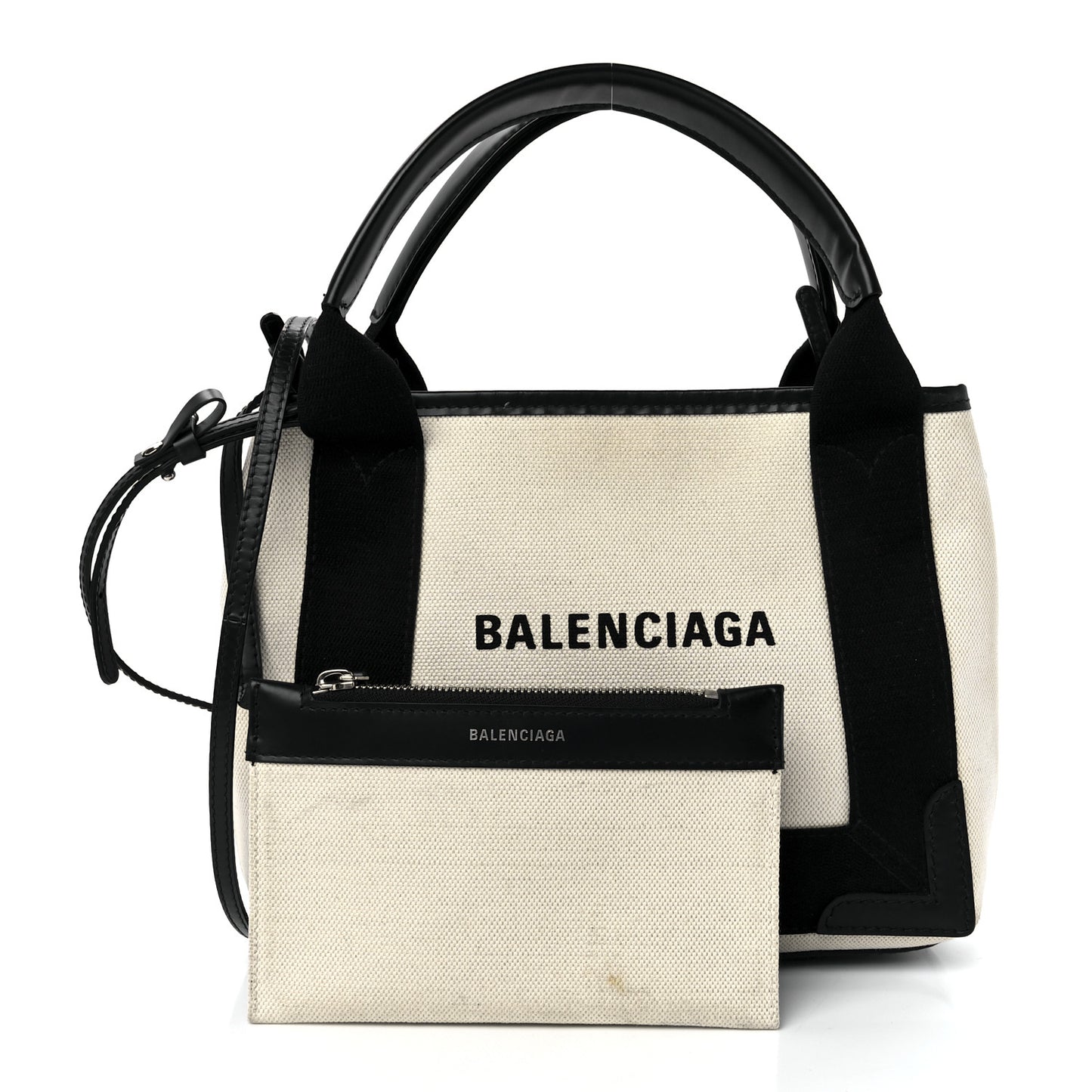 Cotton Canvas Calfskin Navy Cabas XS Natural Black
