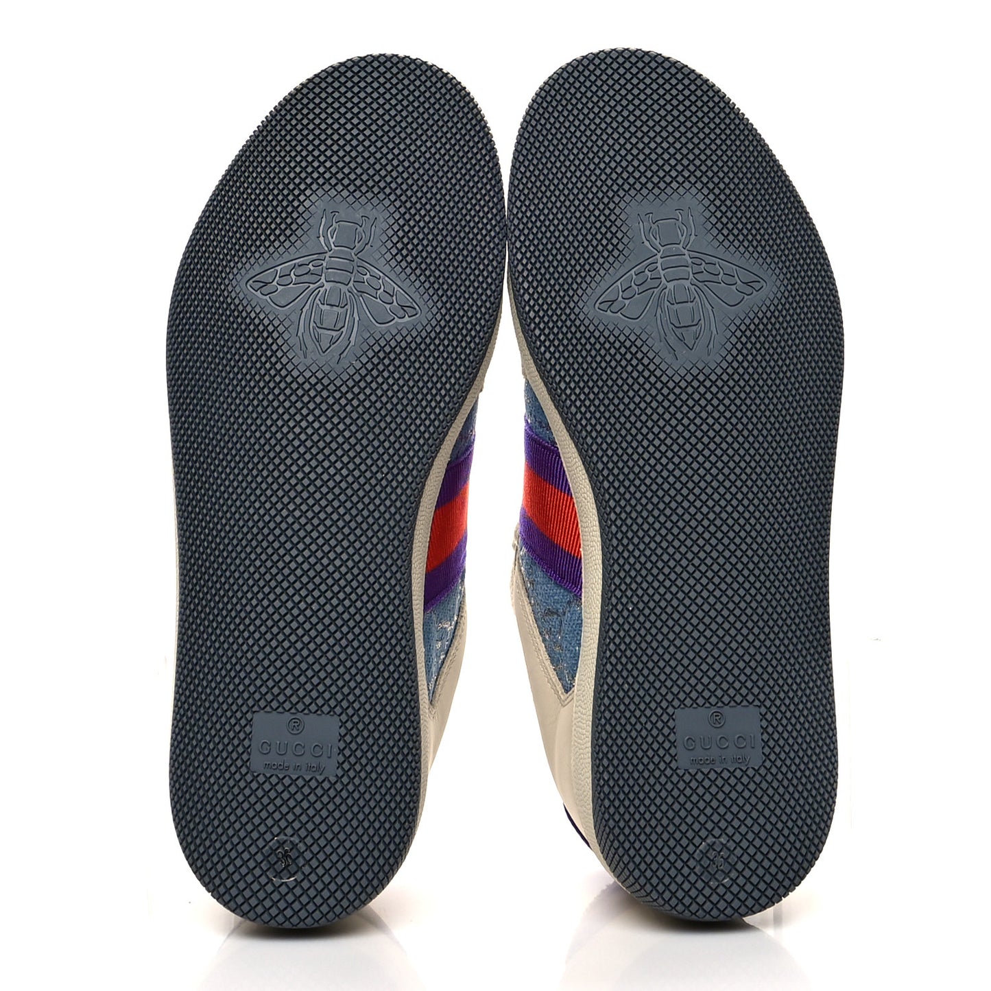 Calfskin Lame GG Monogram Web Womens Screener Sneakers 36 Blue Silver Dusty Milk Shine Purple
