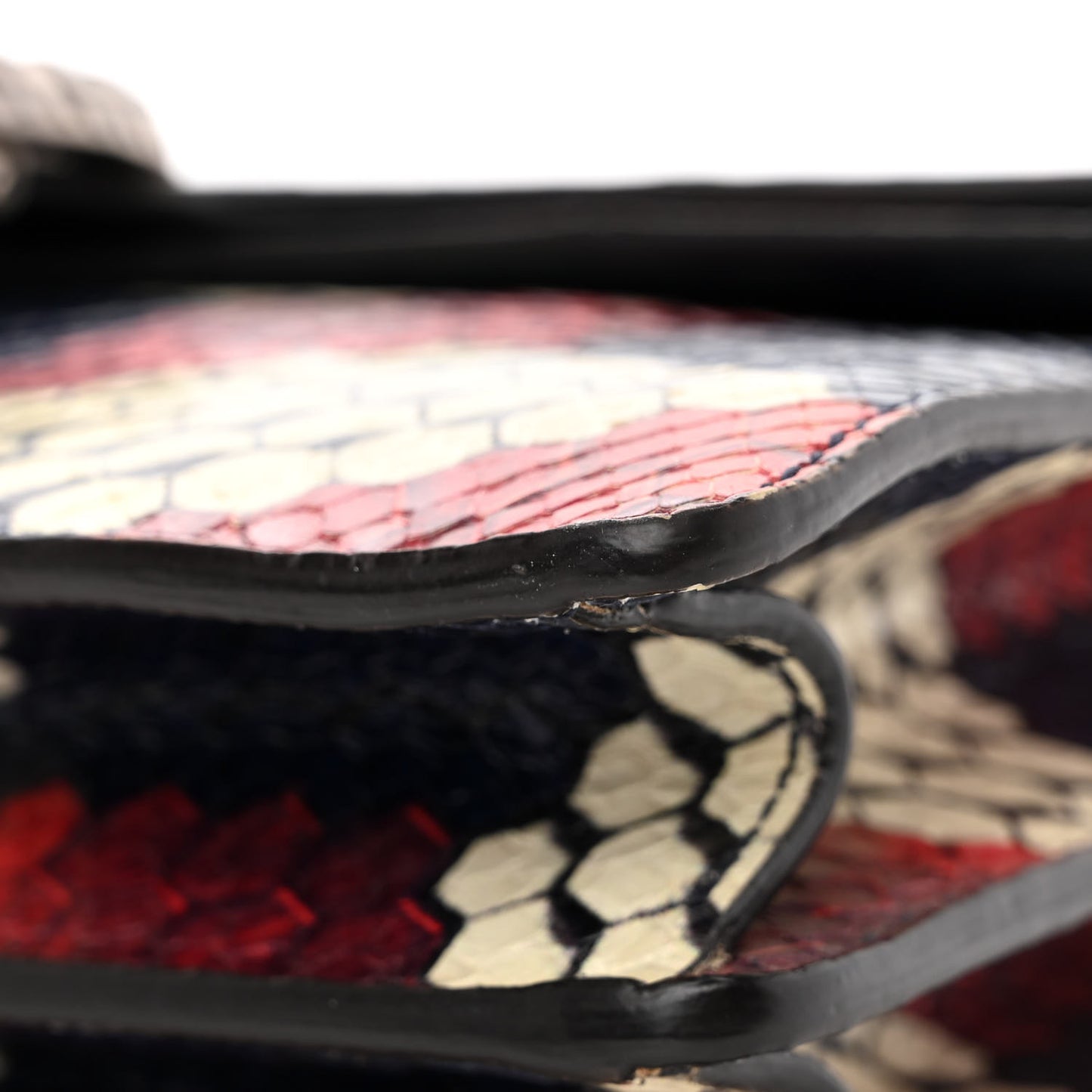 Snakeskin Cubic Medium Dionysus Shoulder Bag Red White Blue