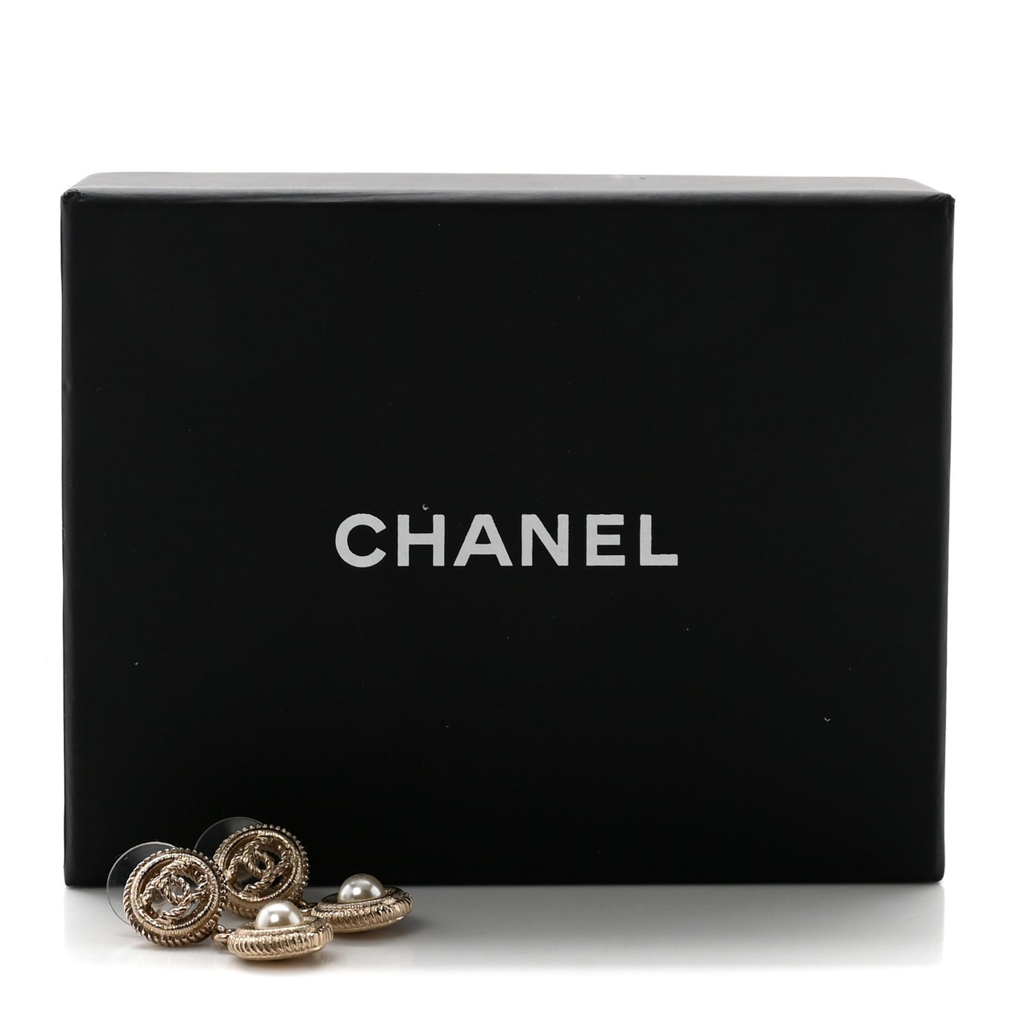 Pearl CC Dangle Earrings Gold