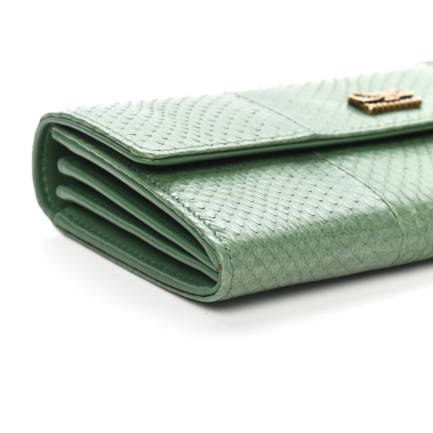 Chanel Snakeskin CC Long Flap Wallet Vert Fonce 9 of 10