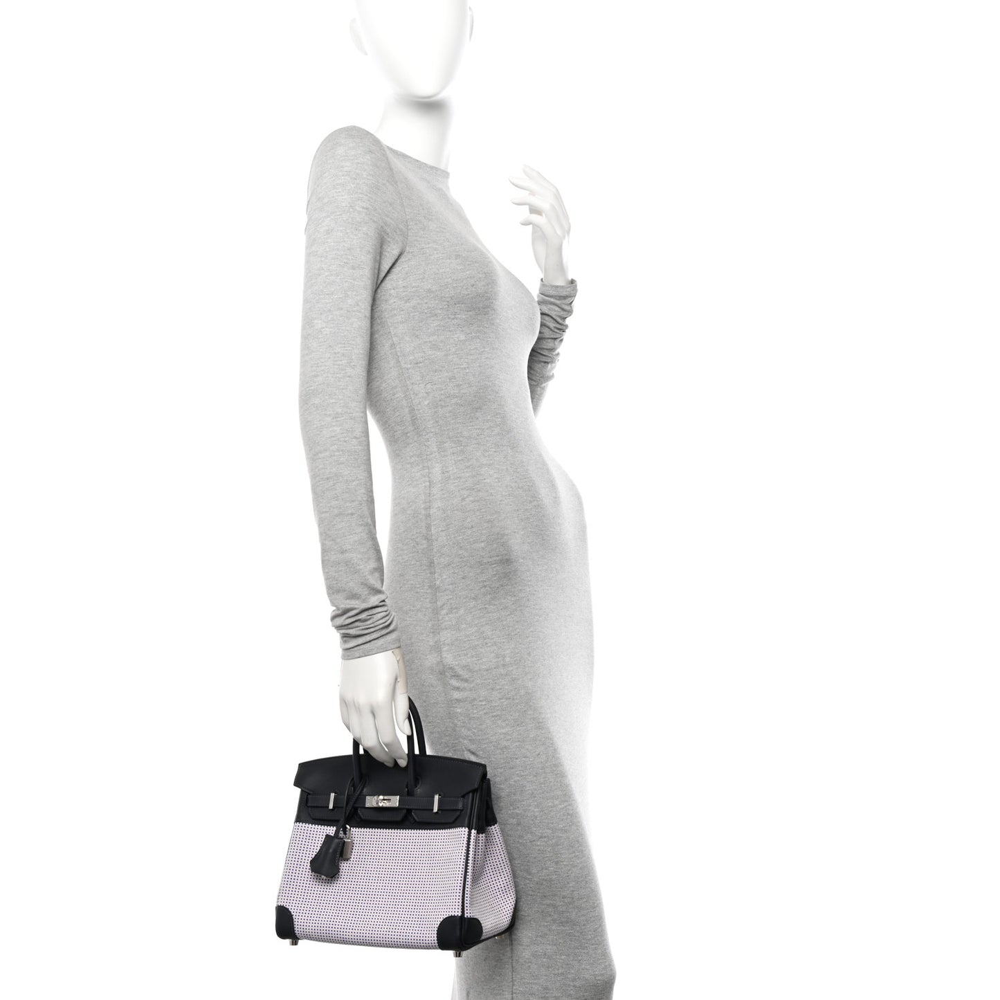 Toile Quadrille Swift Birkin 25 Caban Ecru Mauve Sylvestre Bleu Bill