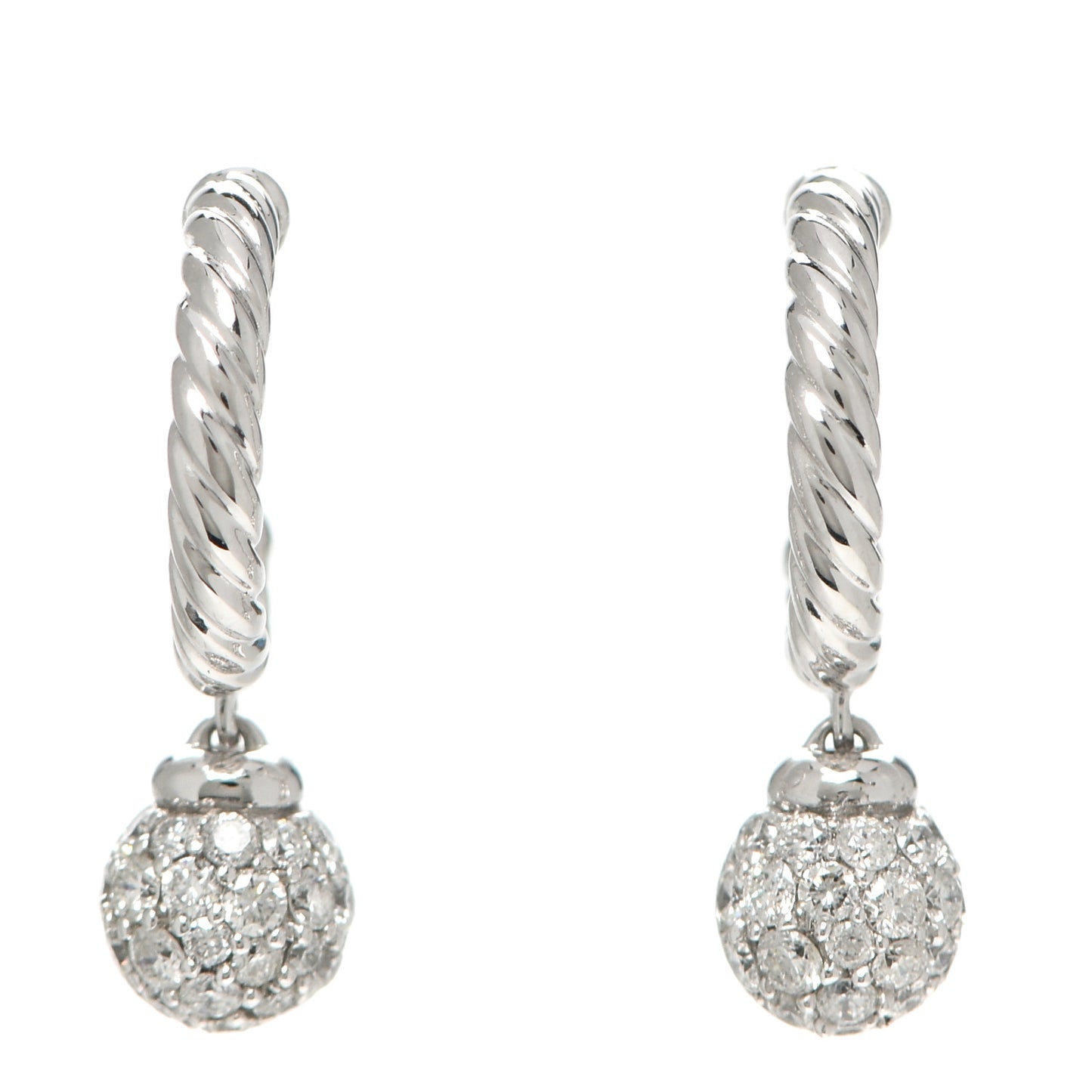 18K White Gold Diamond Petite Pave Solari Hoop Earrings