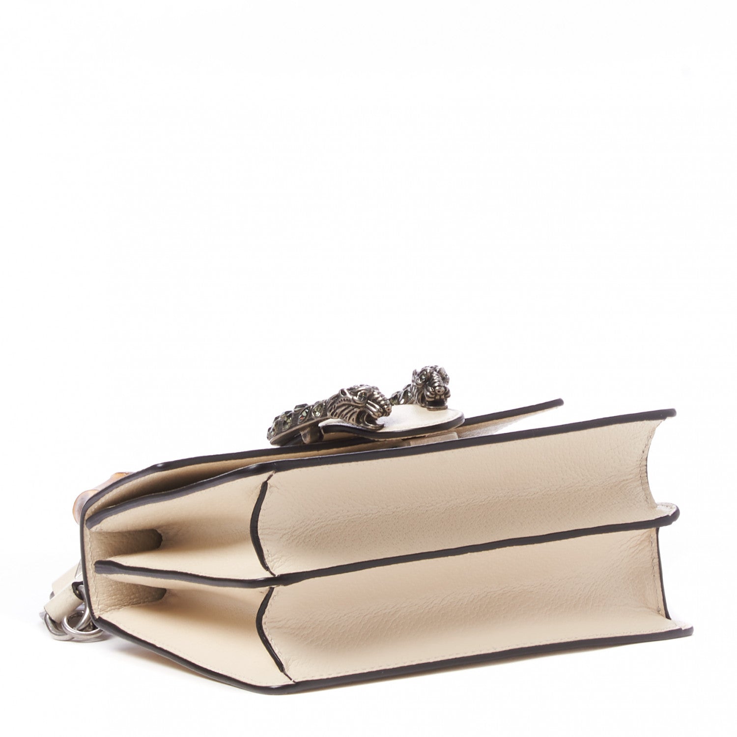 Gucci Textured Calfskin Crystal Bamboo Web Mini Dionysus Top Handle Bag Mystic White 4 of 10