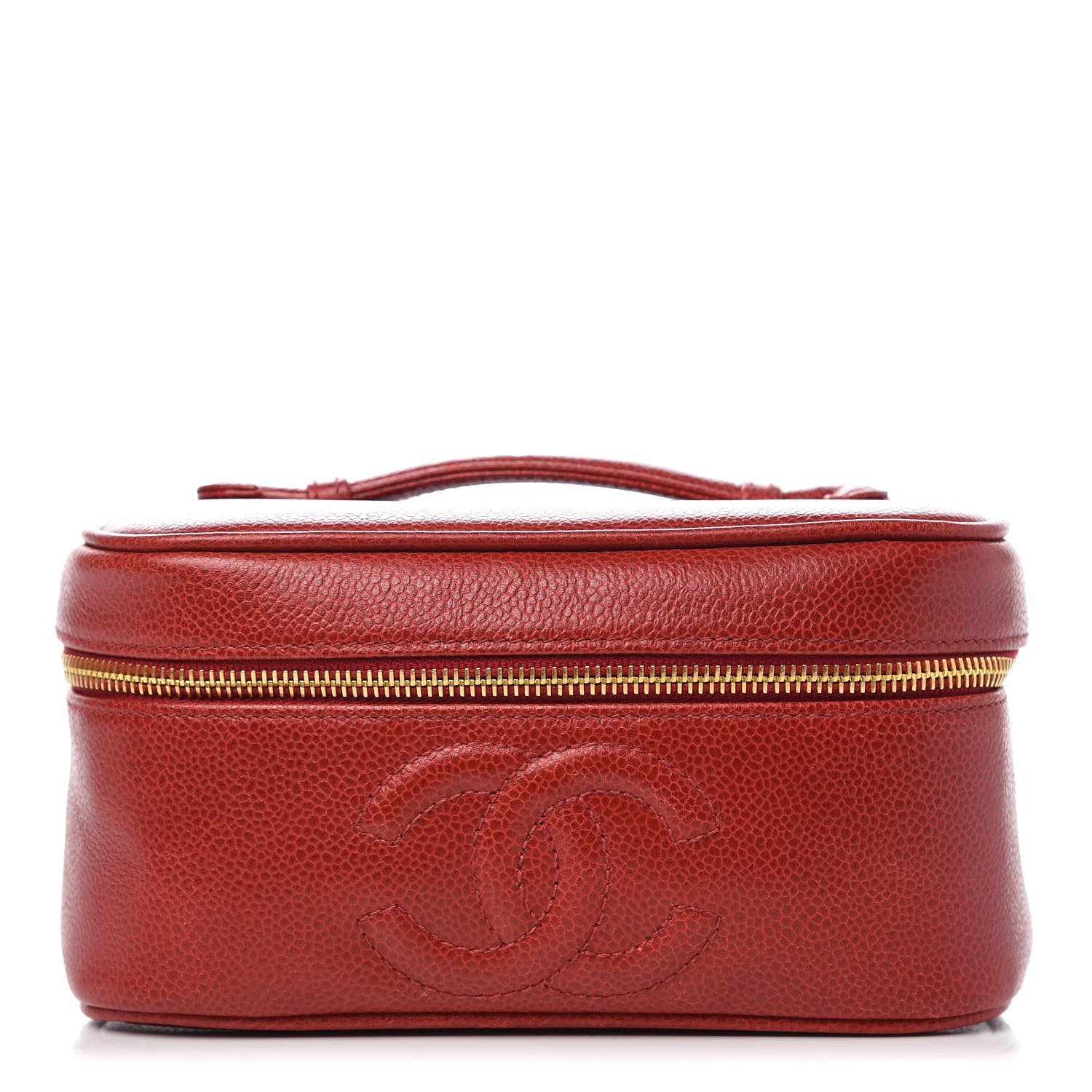 Chanel Caviar Vanity Cosmetic Case Red 1 of 8