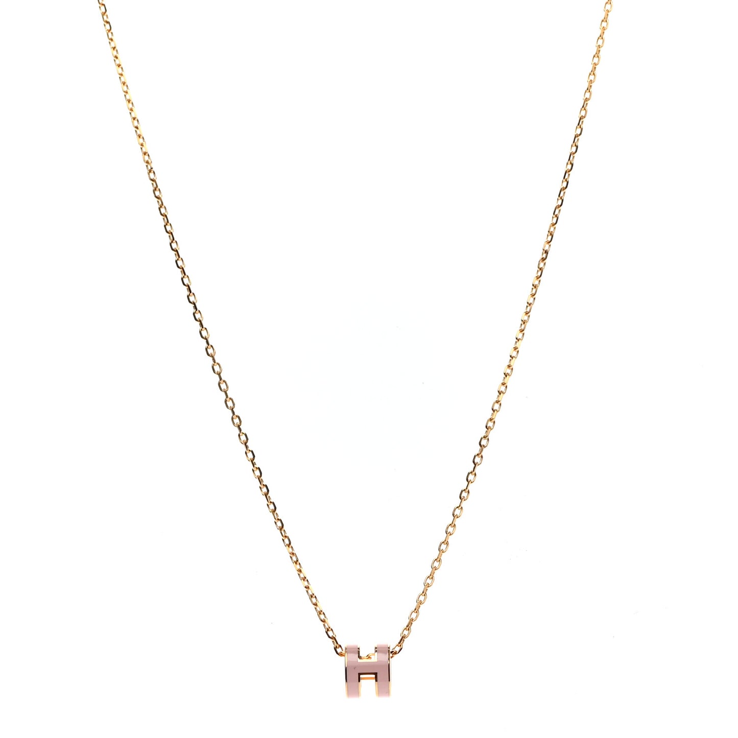 Lacquered Gold Mini Pop H Pendant Necklace Rose Dragee