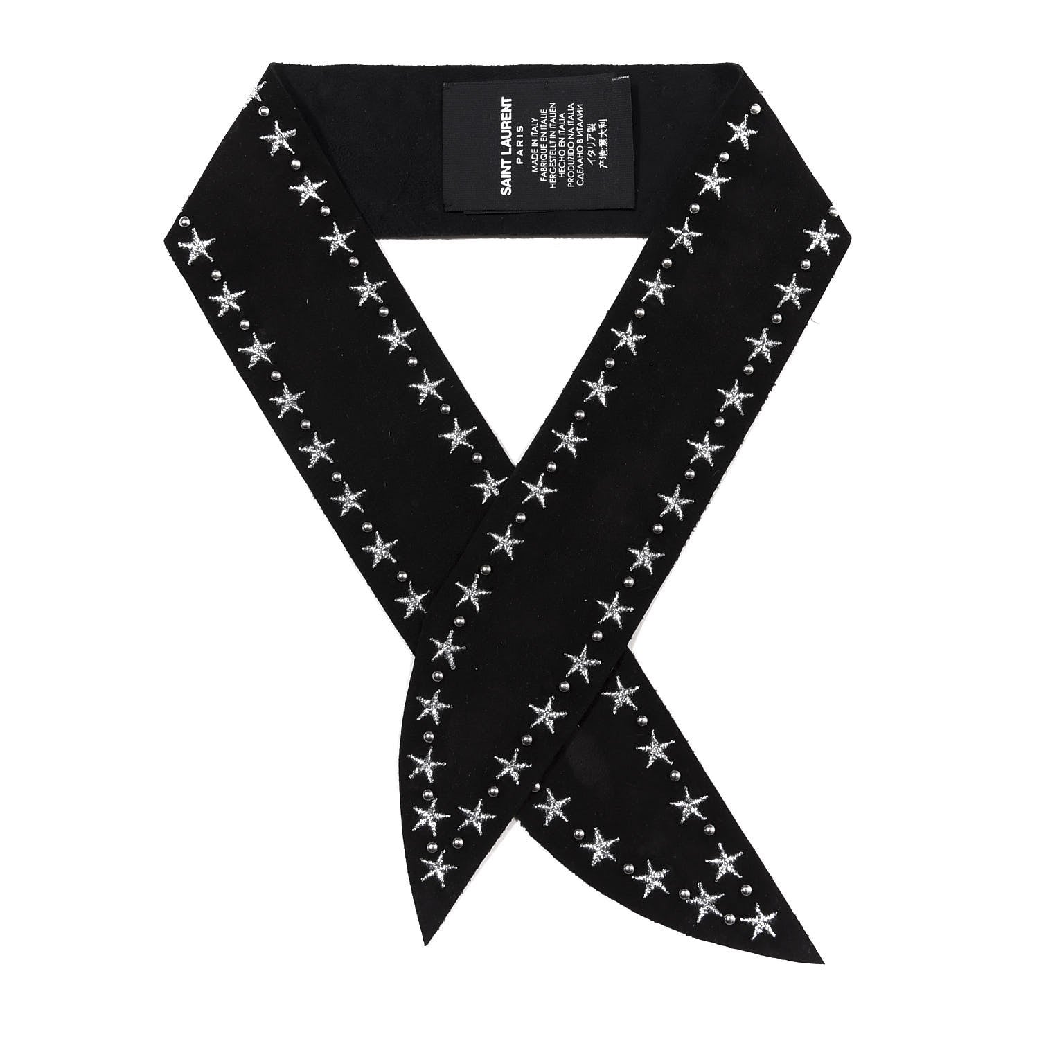 Saint Laurent Suede Studded Star Choker Black 1 of 3
