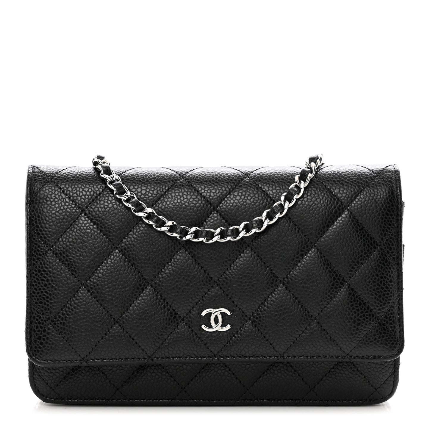 Caviar Quilted Wallet on Chain WOC Black