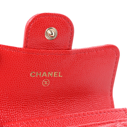Chanel Caviar Quilted Flap Card Holder Wallet Red 6 of 9