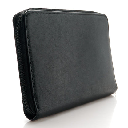 Chanel Goatskin Camellia Embossed Zip Around Organizer Wallet Black 3 of 10