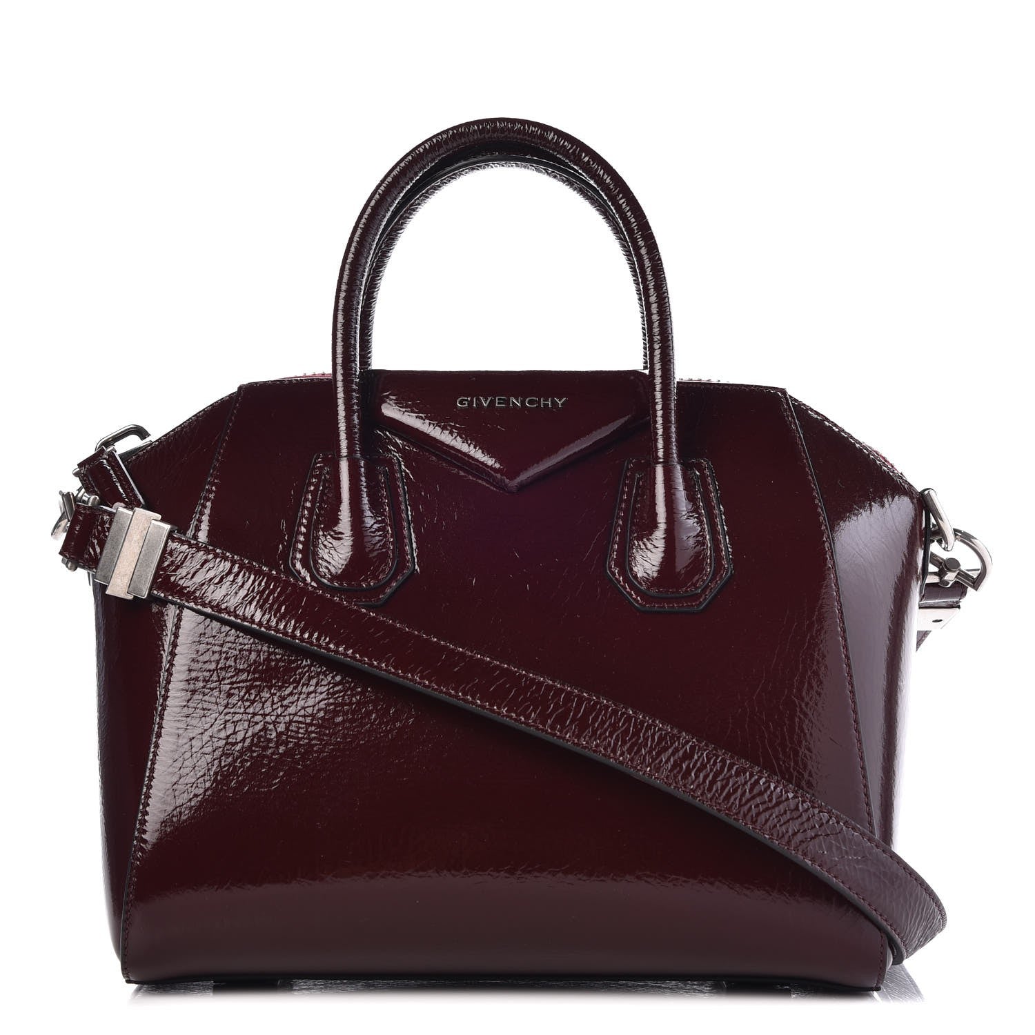 Givenchy Crinkled Patent Calfskin Small Antigona Aubergine 1 of 12