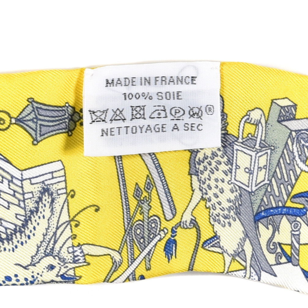 Hermes Silk La Folle Parade Twilly Jaune Vif Bleu Gris 4 of 4